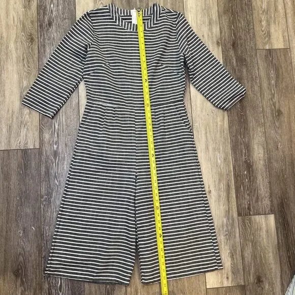 Mokingtop crop jumpsuit lightweight cotton black white stripes womens sz M - Picture 14 of 16